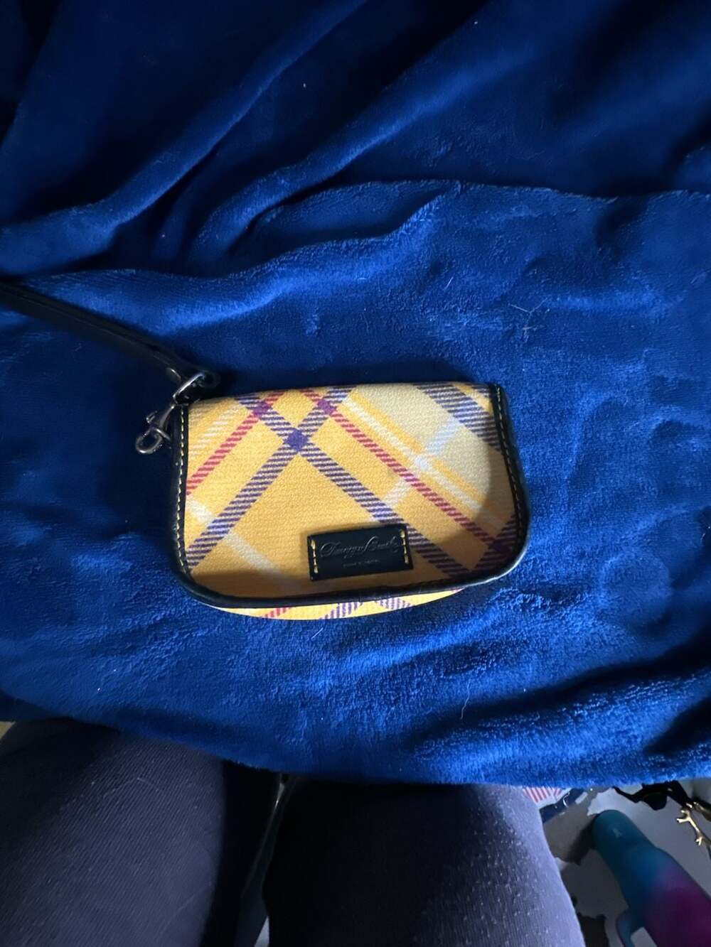 Dooney & Bourke Yellow Tartan Plaid Flap Wristlet